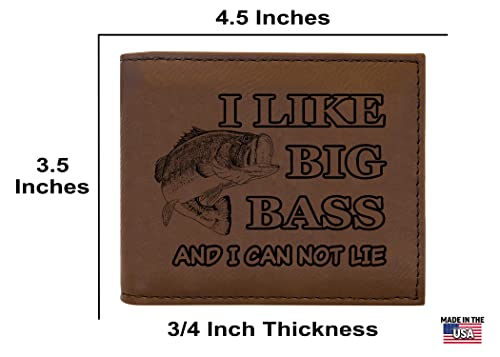 Rogue River Tactical Funny I Like Big Bass Fishing Fish Men's Leather Bifold Wallet RFID Gift For Him Dad Father United States Billfold Fisherman3