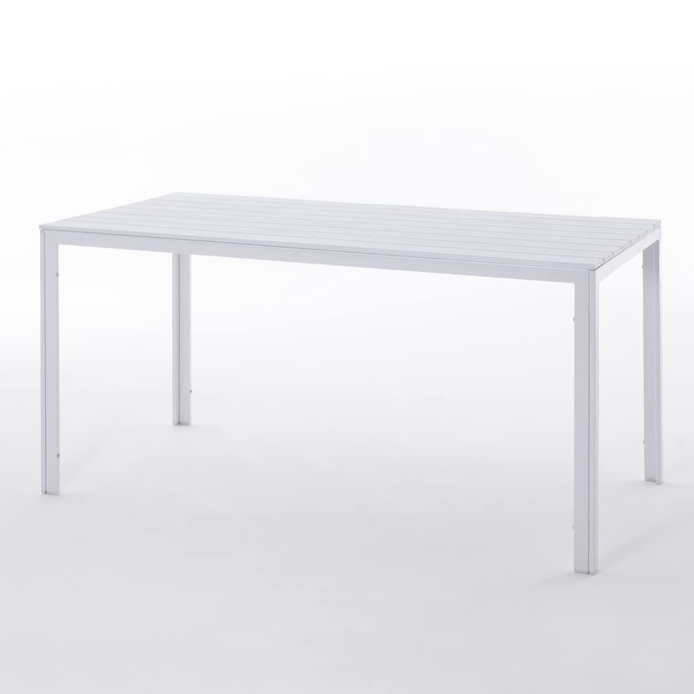 SIEDITI FUORI E DENTRO Table de Jardin rectangulaire 156x78 cm, Table extérieur en Acier Peint avec Plateau à Lattes Effet Bois en polyéthylène, idéale terrasse ou Balcon (Blanc)