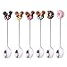 Mousyee Cuchara Café Acero Inoxidable, Cucharas con Forma de Donuts y Mickey Mouse para Niños Cucharas de Postre de Acero Inoxidable de Grado Alimenticio 6 Colores Cuchara de Té para La Cena