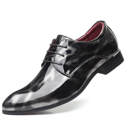 Pointed Men's Dress Shoes Creative Trendy Large Size Business Men's Shoes(Black,46)