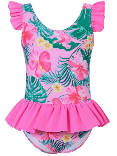 Image of Vieille Toddler Little Girls One Piece Swimsuits Ruffles Bathing Suits Mermaid Dinosaur Swimwear 2-7T