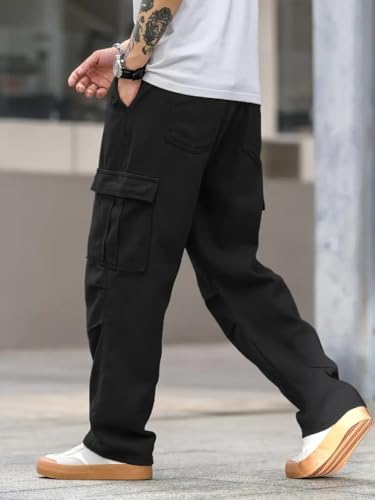 Image of Q - RIOUS Cotton Casual Cargo Pants for Men - Multi-Pocket Style