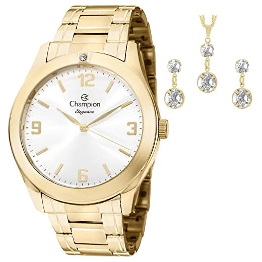 Kit Relógio Champion Feminino Analógico Dourado CN26859W + Pulseira Berloques