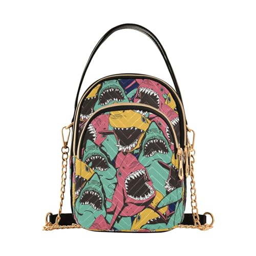 Crossbody Bag for Women, Angry Shark Sea Animal Phone Purse Detachable Chain Bag Shoulder Handbag Wallet2