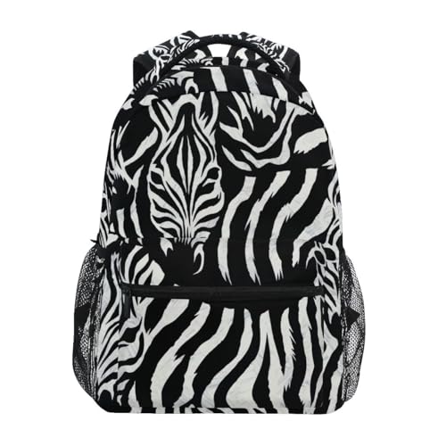 Kids Backpack, Lightweight Travel Back Pack, Ideal for Ages 6–14, Animals Black White Zebra