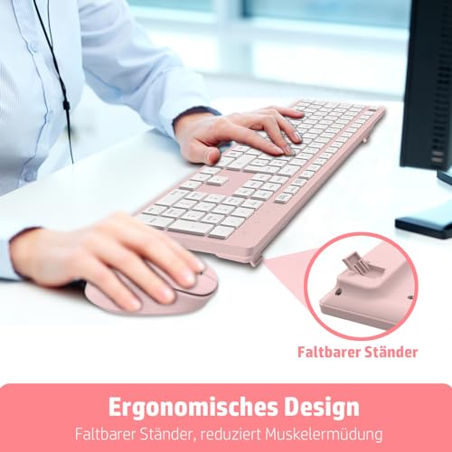 LeadsaiL K786 Tastatur Maus Set Kabellose, Tastatur und Maus, QWERTZ Deutsches Layout Funktastatur mit Maus, Flüsterleiser Tastenanschlag… – Ansicht 5