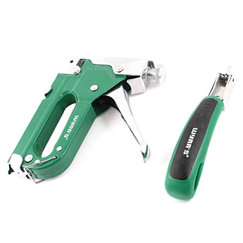 Aexit Green Silver Tone 3-Way Adjustable Screw Quick Jam Release Staple Gun Tacker Remover Set 2 in 1 (a6798232c5474abefc6206f2550a8e73)