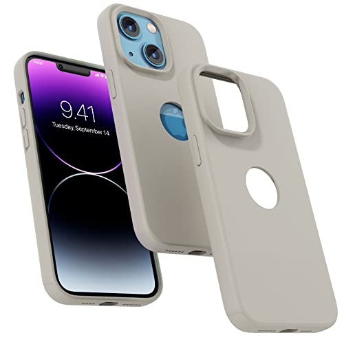 Image of Vaku Luxos Liquid Silicon Logo-Cut for iPhone 14 Plus Cover Case, Soft TPU, Shockproof, Scratch Resistant, 6 Feet Drop Protection, Compatible with iPhone 14 Plus Back Cover - Stone