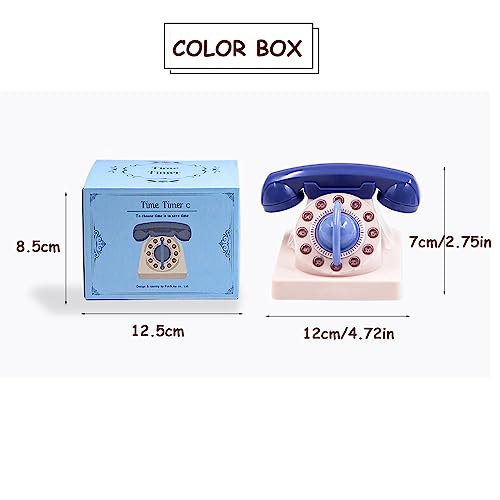 Ranvi Cute Telephone Mechanical Timer Kids Time Manager for Cooking Home, Classroom, Study, Daily (Blue) - Image 4