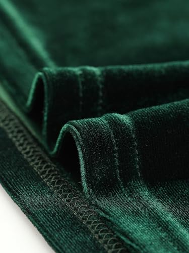 Allegra K Camiseta de terciopelo para mujer, cuello cuadrado, manga larga, lisa, informal, blusa de sari, verde oscuro, L