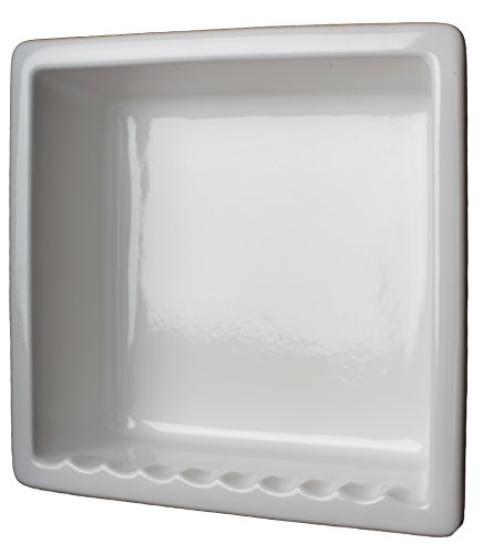 1 USA made Ceramic Recessed Shower Niche 1 compartment shampoo shelf. Easy Install, Easy Clean, Sanitary, Will not Rust or Black Mold, Holds most 3-32 oz shampoo bottles, Soap Holder1C