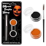 Black Orange Face Paint Pumpkin Halloween Makeup Kit Character Set for Kids Adults, Safe Non-Toxic Cream Face Painting Kit for Costume Party, Dress Up Cosplay, Special Effects Make Up & Stage