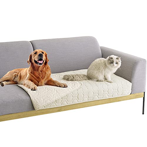 Tcksstex Waterproof and Anti-Slip Dog Bed Cover and Pet Blanket Sofa Pet Bed Mat ，car Incontinence Mattress Protectors Furniture Couch Cover for Most Cats Dogs, Pets（30x70-Ivory）