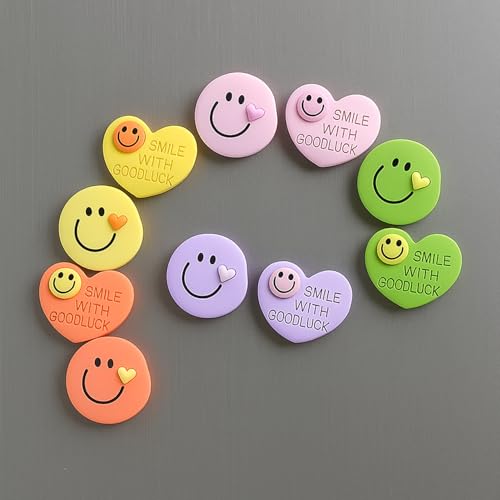 Image of Nostrae by Ekhasa Multicolor Smiley Cute Fridge Magnets Set of 10 | Fridge Magnet Refrigerator Stylish | Kitchen Fridge Decoration Items | Mini Gifts