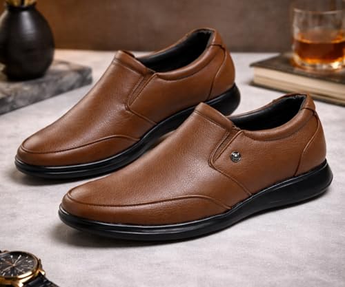 Image of Kraasa Men's Formal Slip-On Shoes | Vegan Leather Upper | Airmix Sole | High Cushioning | Lightweight & Comfortable