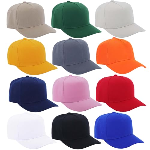 Image of 12 Pack Seamless Baseball Caps Wholesale Bulk - No Center Seam, DIY Friendly, Adjustable Breathable Lightweight for Men Women