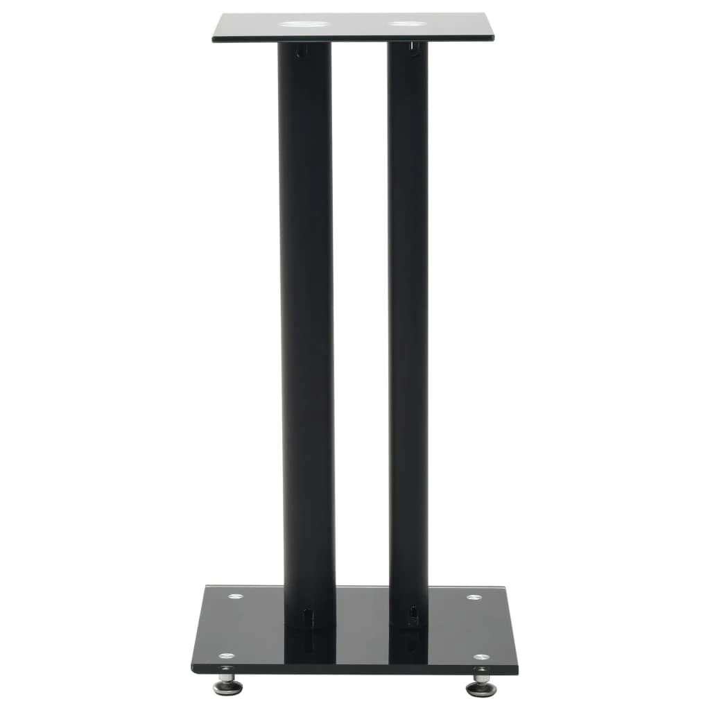 黒 スピーカースタンド 金属・ガラス製 vidaXL スピーカースタンド 2点 ブラック＆シルバー 強化ガラス