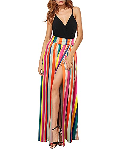Image of Newshows Women's 2026 Lightweight Summer Wedding Guest Beach Vacation Casual V Neck Split Flowy Maxi Dress