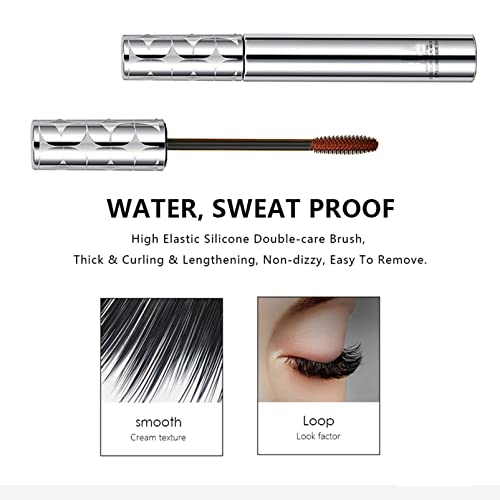 Waterproof Mascara Brown Volume and Length Waterproof,Natural Lashes Mascaras, Telescopic Mascara Hard Wearing,Eye Makeup Non-smudged, Non-caking, Lasts All Day Long.(Brown) - Image 3