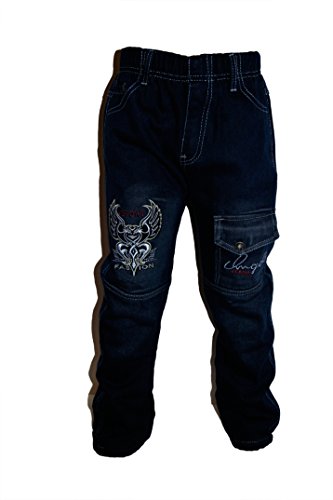 Preisvergleich Produktbild familientrends Thermojeans Jungen Thermohose Schneehose gefütterte Jeans warme Hose mit Fleece, Grösse Bekleidung:98 / 104;Farbe:Blau