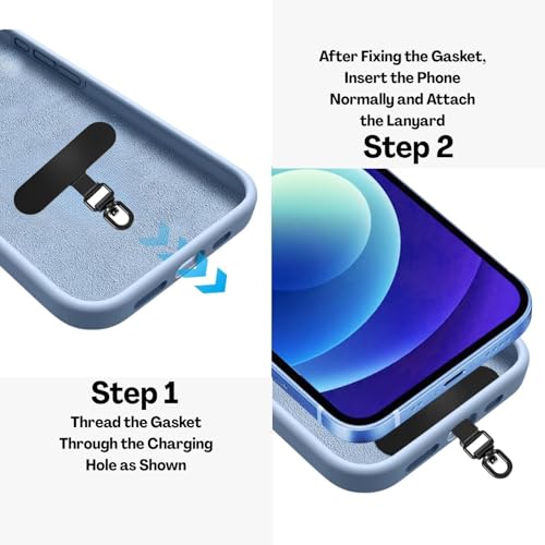 Image of 360 Rotatable Phone Tether Tab Pack of 4 (2 Classic Black + 2 Stainless Steel) | Anti-Theft Mobile Lanyard Patch with Hook for Phone Strap, Sling, Charm, Wrist Strap & Chain