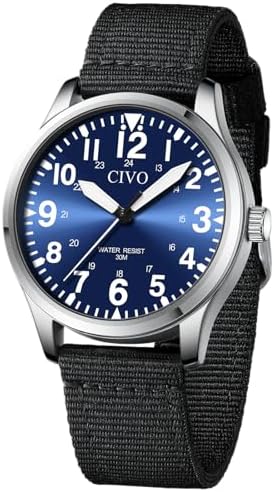CIVO Analog Wrist Watches for Men: Waterproof Stainless Steel Mens Watches - Silver Watch with Easy Read Dial Men's Watch for Gift