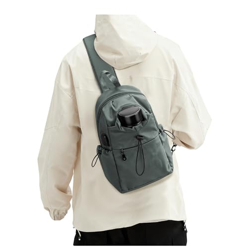 SEAFEW Small Green Sling Crossbody Backpack Shoulder Bag for Men Women - Mini One Strap Sling Bag Fanny Pack Daypack, Waterproof Nylon Chest Bag for Motorcycle Hiking Travel Gym Sport