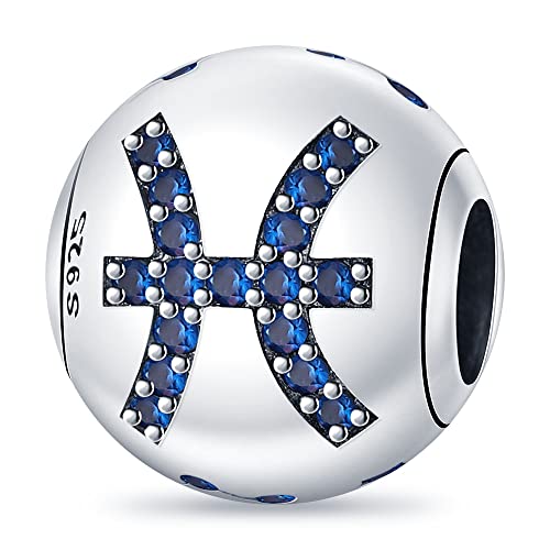 Ciondolo a forma di segno zodiacale dei Pesci, in argento Sterling 925, compatibile con braccialetti Pandora
