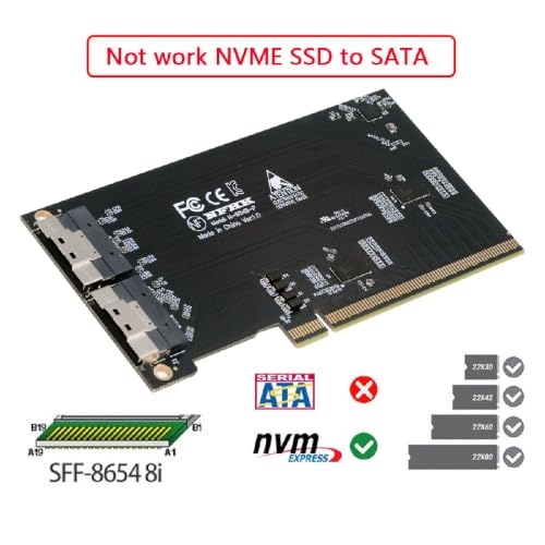 Image of External Slimline Dual SFF-8654 8X 74Pin to PCIE 16X Express 5.0 PCIE4.0 Raid VROC Hyper Adapter with Linear Redriver Over Long Cable Lengths