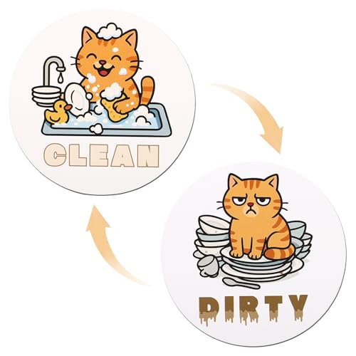 Imanes de lavavajillas gato doble cara 3.54 pulgadas diámetro miniatura 1