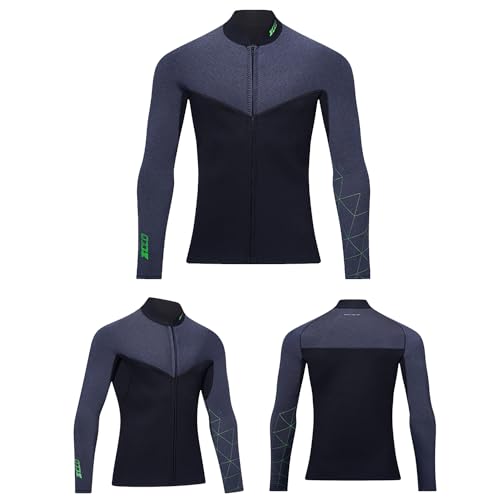 Chaqueta Wetsuits Top para hombre y mujer, neopreno 3 mm, manga larga con cierre frontal para mantener el calor en agua fría para buceo, surfing, kayak y natación miniatura 5