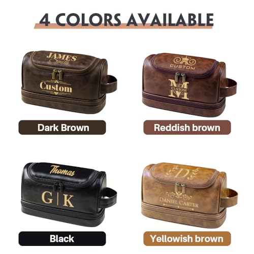 HDSD Personalized Travel Leather Toiletry Bag for Men Hanging Custom Groomsmen Gifts Cosmetic and Toiletries Bag (Black)4