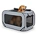 94*53*53 cm Hundetransportbox Faltbar, Doppeltüren Pop-Up-Transportbox Hund Katze, Oxford Stoff Hundebox Auto Hundetasche Robust, Tragbarer Hunde Transportboxen für Katzen & Hunde bis 29.5 kg, Grau