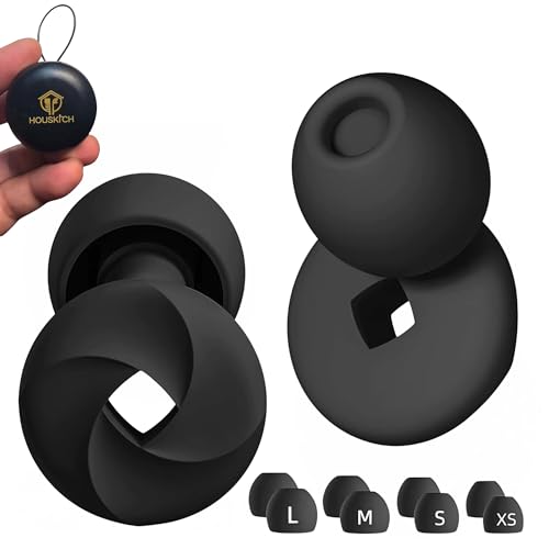 Tapones para los Oídos Antiruido, Tapones Oídos Ruido Dormir, Reducción de Ruido 33 dB,Tapones Anti Ronquidos de Silicona Flexible, Para Conciertos,Viajes, Estudiar. (Negro, talla única)