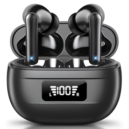 JBMI Wireless Earbuds Bluetooth Earphones, 60H Deep Bass Ear Buds with 4 Noise Cancelling Microphone, IPX5 Waterproof in Ear Headphones for iPhone Android Sports Gaming Usb C