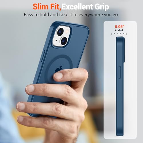 Image of SUPFINE Magnetic for iPhone 15 Case (Compatible with MagSafe) (Military Grade Drop Protection) Slim Translucent Matte Shockproof with Anti-Fingerprint Phone Case,Deep Blue