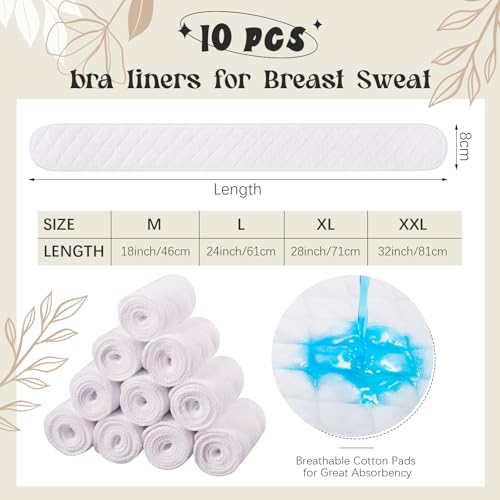 Toulite 10 Pcs Cotton Bra Liners 3 Layer Rectangle Under Bra Pads Sweat Liners for Women Sweating Supplies2