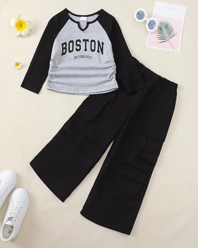 Image of Kucnuzki Toddler Baby Girl Clothes Long sleeve Fall Winter Shirt Tops Baggy Jeans Pants Set Kids Girls Outfits 2 Piece