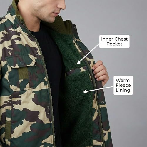 Image of BIKEBLAZER RAINPRO Camouflage Winter Jacket for Men with Hood | Heavy Padded Warm Jacket | Windproof, Cold Weather Outdoor Army Style Jacket