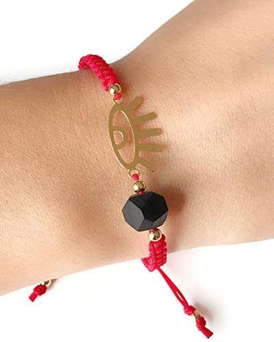 Image of Art & Designs by AA Evil Eye Red Thread Adjustable Bracelet with Genuine Jet Stone Azabache