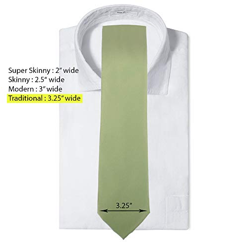 Boxed-Gifts Umo Lorenzo Classic Necktie Sage Solid Color Polyester Material And Wide Fit Satin Finish For Men… thumb #1