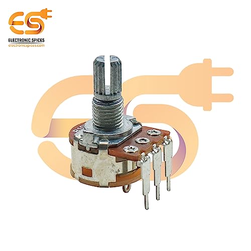 Image of Electronic Spices B10K Split Rotary potentiometer round shaft handle 3 pin