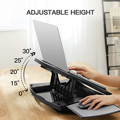 Huanuo Lap Desk With Cooling Fan, Laptop Lap Desk With 5 Adjustable Angles, Laptop Desk Fits 15.6 Inch Laptops, Lap Laptop Stand For Car With Detachable Mouse Pad & Mesh Cushion Lap Desk Writing Board #TOP3