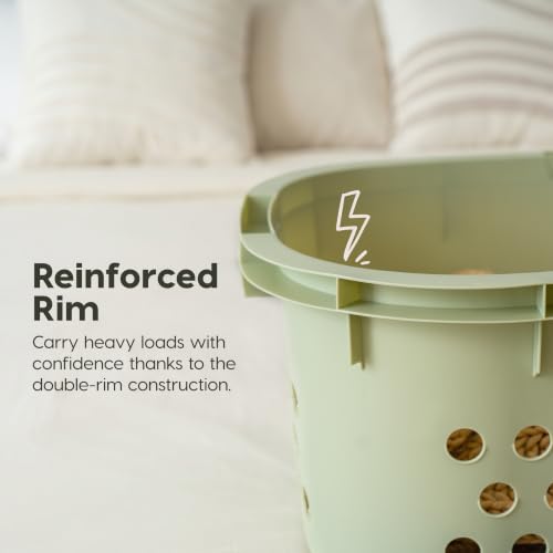 IRIS USA Plastic Laundry Basket 1.5 Bushel (50L), Built-In Handles, Green by IRIS USA - Used condition - Image 3