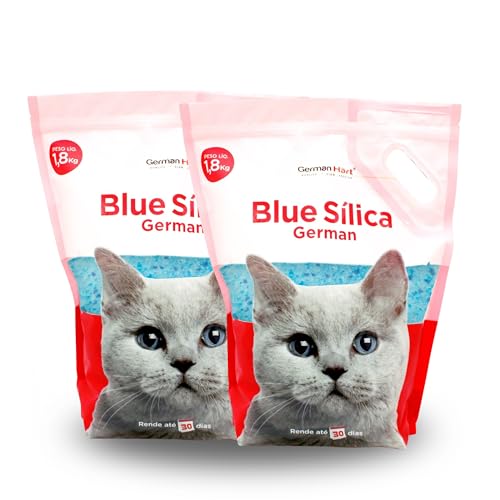 Germanhart Areia Higiênica para Gatos com Cristais de Sílica Azuis, Pack com 2 un, Antiodor e Neutralizante, Alta Durabilidade, 3,7kg