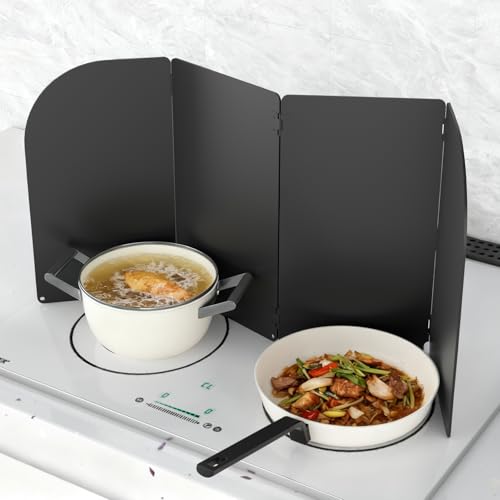 X XBEN レンジガード 油はね防止 油ガード IHとガス両用 4面タイプ 高さ32cm キッチンガード 防錆耐熱塗装 折りたたみ 油はねガード コンパクト 汚れ防止 揚げ物ガード 食洗機対応 キッチン用品 アウトドアでも活躍 ブラック