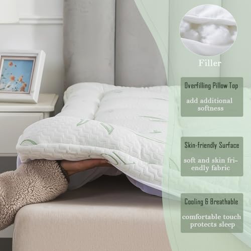 Image of Whatbedding Bamboo Viscose Mattress Topper T-3
