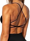 TZLDN Women Workout Backless Sports Bra Removable Padded Strappy Low Impact Support Open Back Gym Bras Yoga Crop Tank Top #5Classic-Black, S