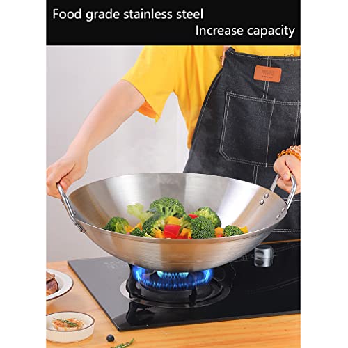 Wok de acero inoxidable doble asa 34cm-70cm sin recubrimiento miniatura 3