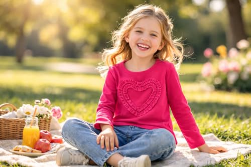 Image of Girls' Heart-Shaped Long Sleeve T-Shirt